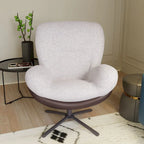 Fauteuil pivotant à 360°, fauteuil lounge moderne en chenille avec similicuir et piètement en métal noir, chaise de lecture confortable