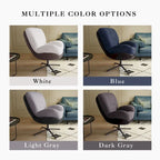 Fauteuil pivotant à 360°, fauteuil lounge moderne en chenille avec similicuir et piètement en métal noir, chaise de lecture confortable