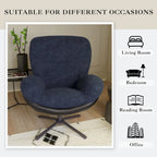 Fauteuil pivotant à 360°, fauteuil lounge moderne en chenille avec similicuir et piètement en métal noir, chaise de lecture confortable