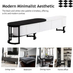 67,7 à 76,4Support TV extensible pour téléviseurs jusqu'à 75 pouces, meuble TV console média avec 3 tiroirs, pieds métalliques réglables