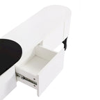 67,7 à 76,4Support TV extensible pour téléviseurs jusqu'à 75 pouces, meuble TV console média avec 3 tiroirs, pieds métalliques réglables