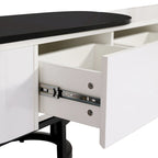 67,7 à 76,4Support TV extensible pour téléviseurs jusqu'à 75 pouces, meuble TV console média avec 3 tiroirs, pieds métalliques réglables