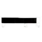 67,7 à 76,4Support TV extensible pour téléviseurs jusqu'à 75 pouces, meuble TV console média avec 3 tiroirs, pieds métalliques réglables