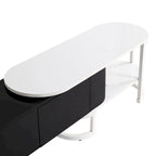 67,7 à 76,4Support TV extensible pour téléviseurs jusqu'à 75 pouces, meuble TV console média avec 3 tiroirs, pieds métalliques réglables