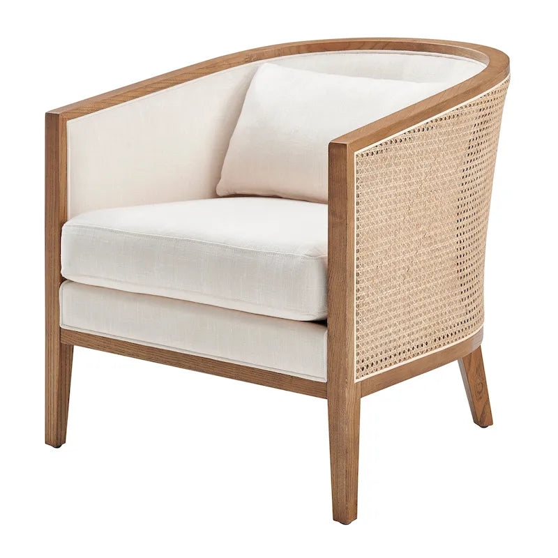 Fauteuil d'appoint en lin Tillman avec rotin