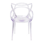 Chaise de salle à manger avec accoudoirs en acrylique transparent à dossier ouvert