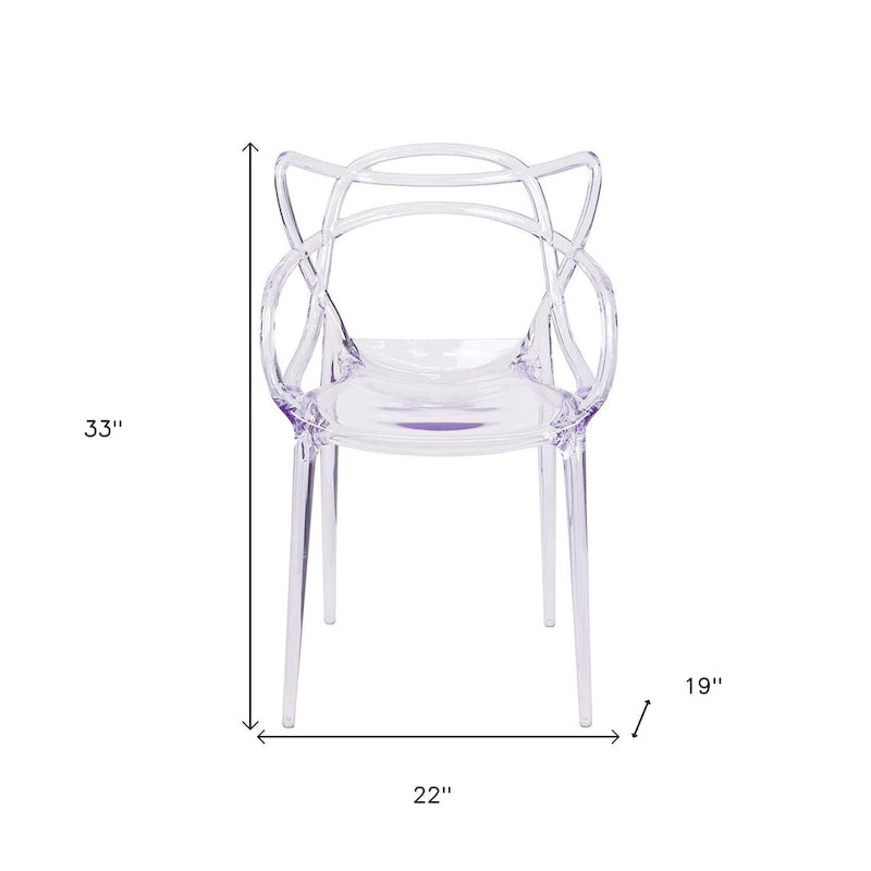 Chaise de salle à manger avec accoudoirs en acrylique transparent à dossier ouvert