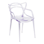 Chaise de salle à manger avec accoudoirs en acrylique transparent à dossier ouvert