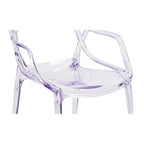 Chaise de salle à manger avec accoudoirs en acrylique transparent à dossier ouvert