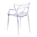 Chaise de salle à manger avec accoudoirs en acrylique transparent à dossier ouvert