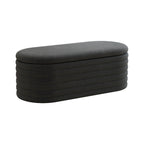 Banc coffre en chenille avec charnière de sécurité, tabouret de bout de lit rembourré en tissu
