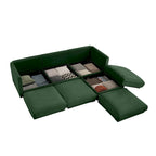 Canapé sectionnel modulaire en forme de L rembourré en chenille 109 po avec siège de rangement, combinaison DIY