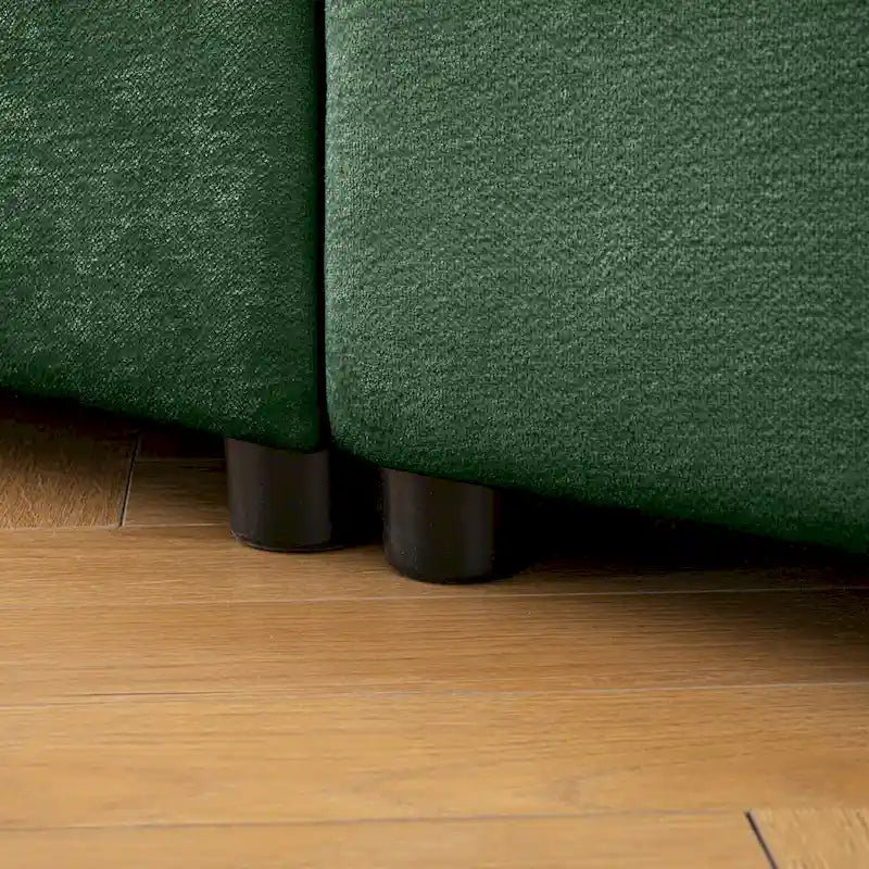 Canapé sectionnel modulaire en forme de L rembourré en chenille 109 po avec siège de rangement, combinaison DIY