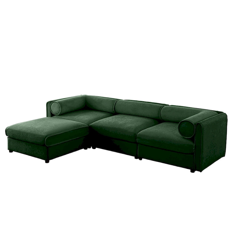 Canapé sectionnel modulaire en forme de L rembourré en chenille 109 po avec siège de rangement, combinaison DIY
