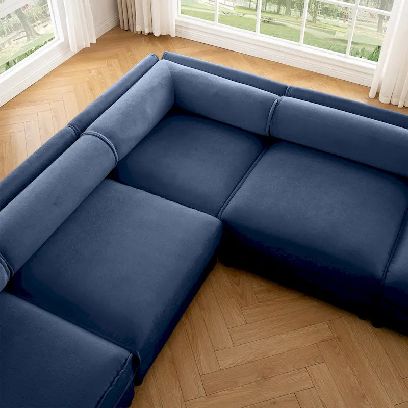 Canapé sectionnel modulaire en forme de L rembourré en chenille 109 po avec siège de rangement, combinaison DIY