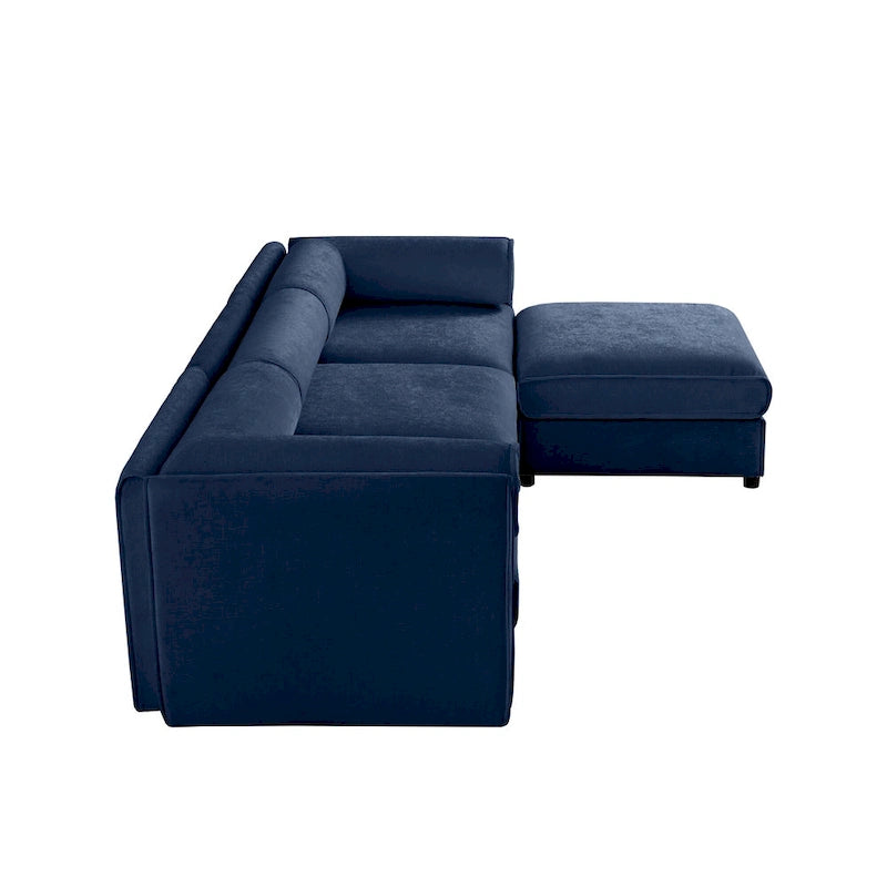 Canapé sectionnel modulaire en forme de L rembourré en chenille 109 po avec siège de rangement, combinaison DIY