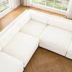 Canapé sectionnel modulaire en forme de L rembourré en chenille 109 po avec siège de rangement, combinaison DIY