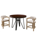 Ensemble de bar 3 pièces à hauteur de comptoir Netia avec chaises rembourrées en boucle et base de table en métal par Christopher Knight Home