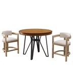 Ensemble de bar 3 pièces à hauteur de comptoir Netia avec chaises rembourrées en boucle et base de table en métal par Christopher Knight Home