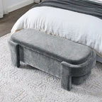 GDFStudio - Banc de rangement rembourré en chenille Evelyn avec pieds tournés pour espaces élégants