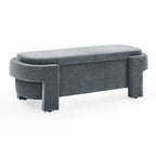 GDFStudio - Banc de rangement rembourré en chenille Evelyn avec pieds tournés pour espaces élégants