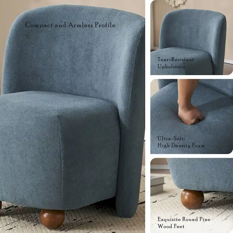Christopher Knight Home - Fauteuil d'appoint moderne Eliana en tissu peluche avec dossier et pieds incurvés
