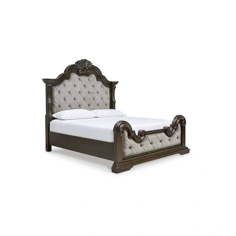Lit capitonné Signature Design by Ashley Maylee, marron foncé/gris