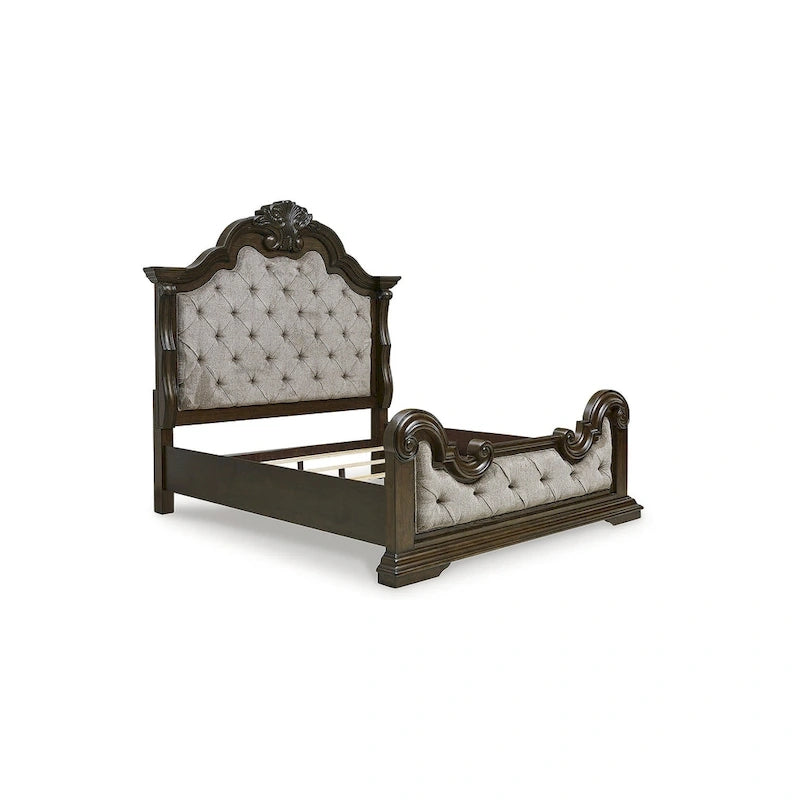 Lit capitonné Signature Design by Ashley Maylee, marron foncé/gris