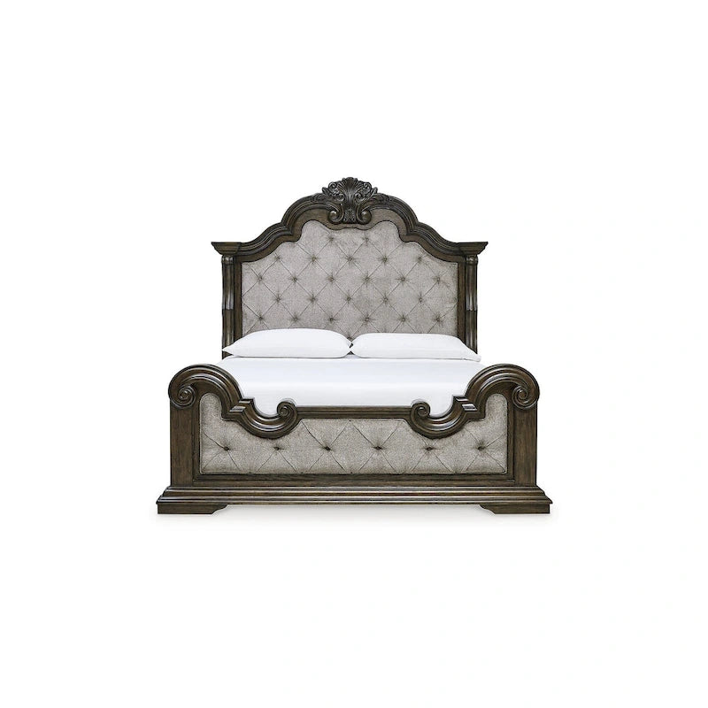 Lit capitonné Signature Design by Ashley Maylee, marron foncé/gris