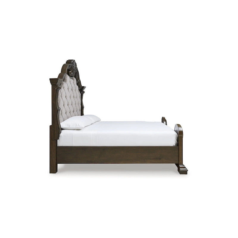 Lit capitonné Signature Design by Ashley Maylee, marron foncé/gris