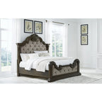 Lit capitonné Signature Design by Ashley Maylee, marron foncé/gris