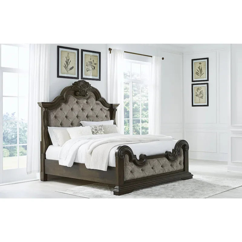 Lit capitonné Signature Design by Ashley Maylee, marron foncé/gris