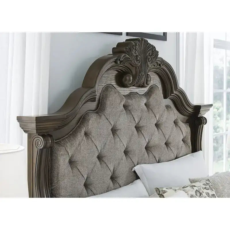 Lit capitonné Signature Design by Ashley Maylee, marron foncé/gris