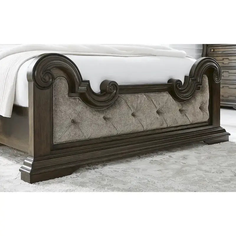 Lit capitonné Signature Design by Ashley Maylee, marron foncé/gris