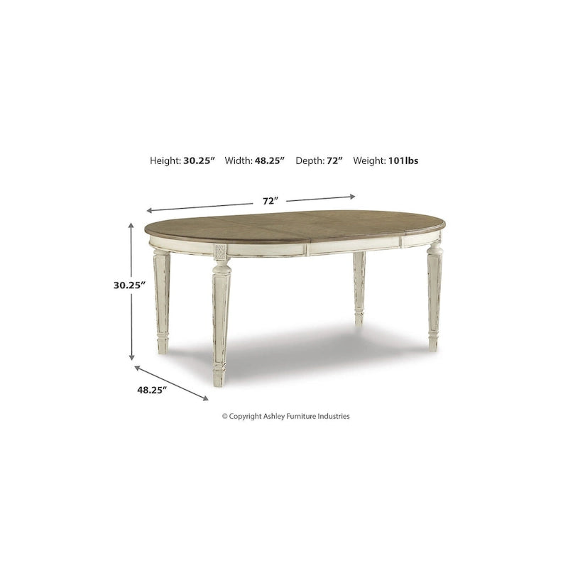 Ensemble de salle à manger 8 pièces Signature Design by Ashley Realyn, blanc/marron