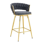 Un lot de 4 tabourets de bar rotatifs, équipés de coussins en lin respirant - Convient à la hauteur d'un îlot de cuisine.