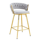 Un lot de 4 tabourets de bar rotatifs, équipés de coussins en lin respirant - Convient à la hauteur d'un îlot de cuisine.