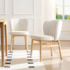 Wooden Frame Upholstered Shell Dining Chairs set of 2