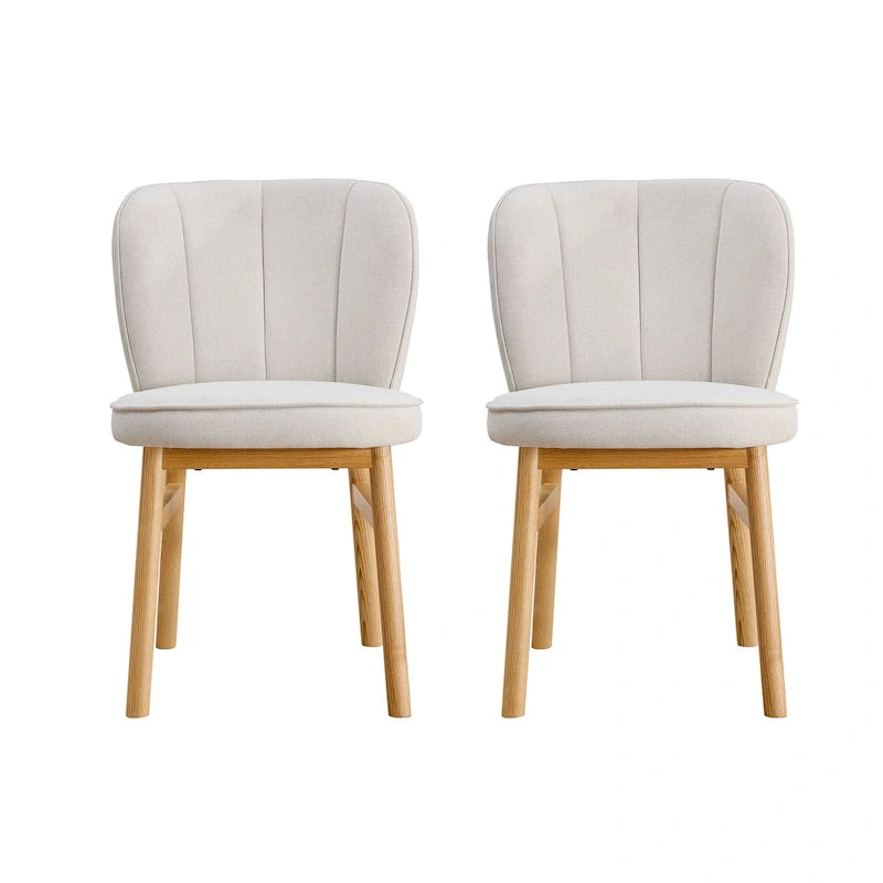 Lot de 2 chaises de salle à manger en bois avec coque tapissée