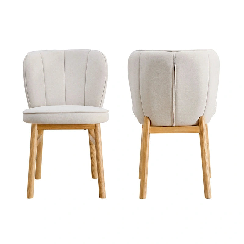 Lot de 2 chaises de salle à manger en bois avec coque tapissée