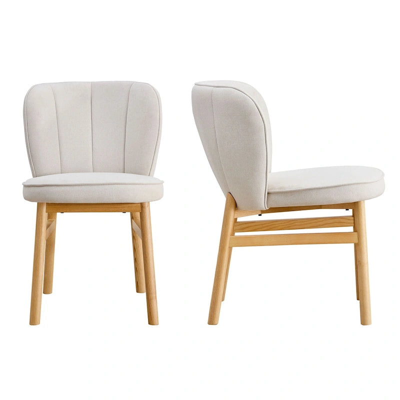 Lot de 2 chaises de salle à manger en bois avec coque tapissée