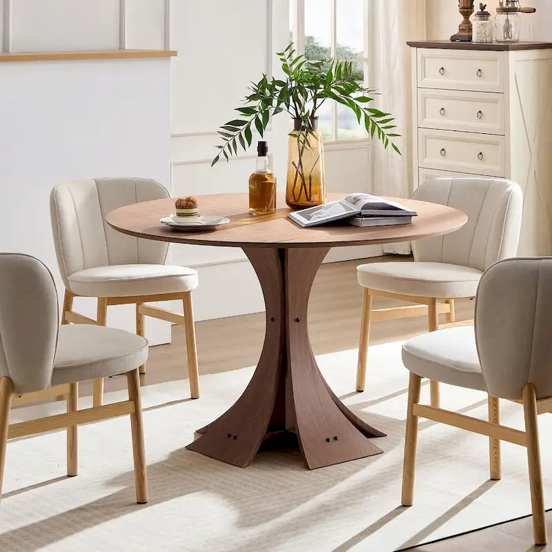 Lot de 2 chaises de salle à manger en bois avec coque tapissée