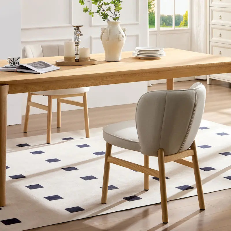 Lot de 2 chaises de salle à manger en bois avec coque tapissée