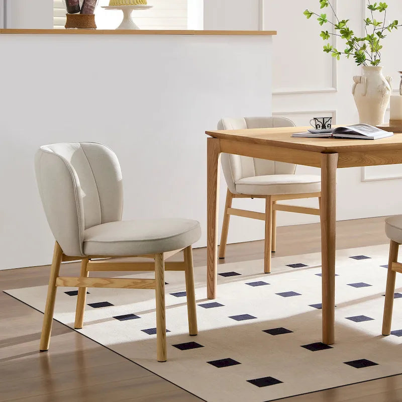 Lot de 2 chaises de salle à manger en bois avec coque tapissée