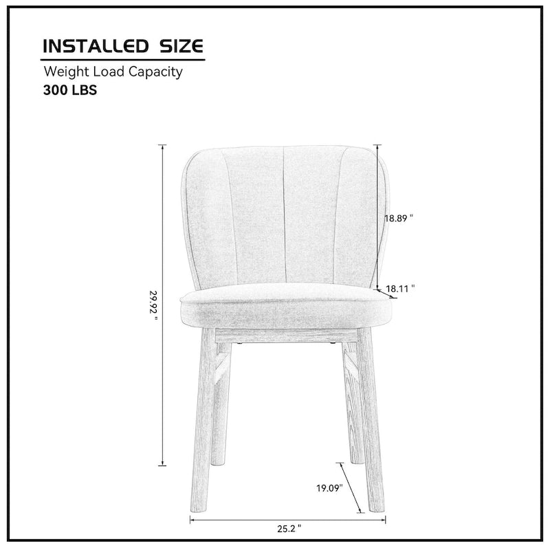 Lot de 2 chaises de salle à manger en bois avec coque tapissée