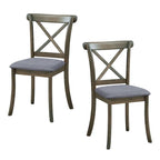 Chaises de salle à manger en bois avec dossier en X - Lot de 2