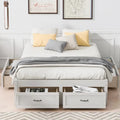 Lit plateforme pleine grandeur avec 6 tiroirs de rangement, blanc antique, design élégant pour l'organisation de la chambre à coucher