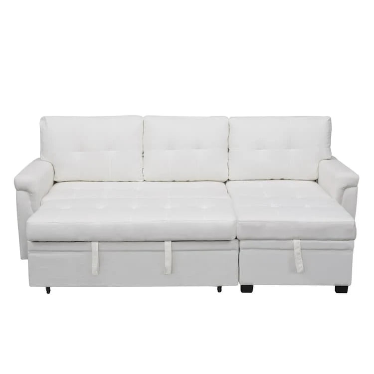 Canapé d'angle réversible convertible avec lit gigogne, méridienne avec rangement dissimulé et pieds durables
