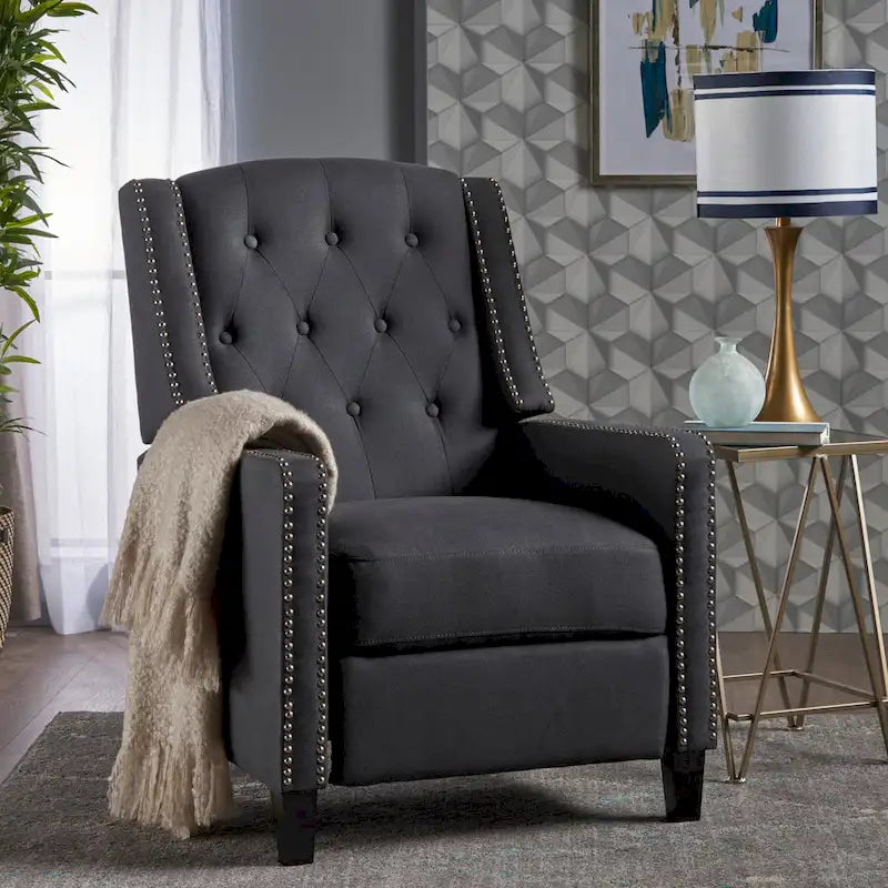  Classic Fabric Push Back Chair, Elegant Recliner for Living Room, Bedroom