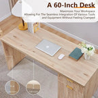 Bureau de direction moderne 60 pouces, bureau d'ordinateur en bois pour bureau à domicile, bureau cannelé